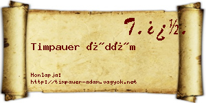 Timpauer Ádám névjegykártya